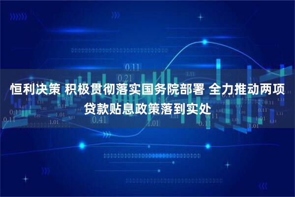 恒利决策 积极贯彻落实国务院部署 全力推动两项贷款贴息政策落到实处